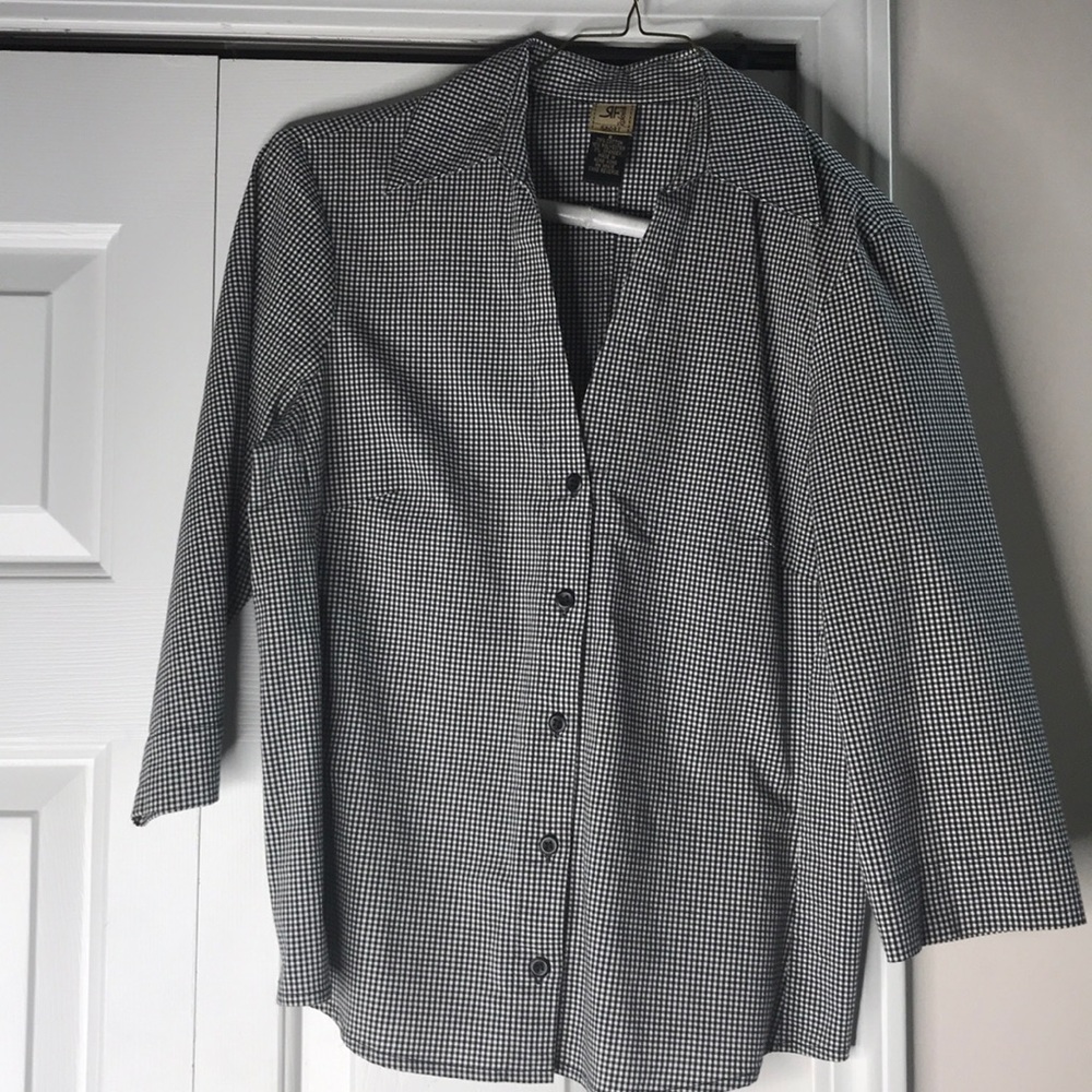 Rafaella black and white checked blouse!